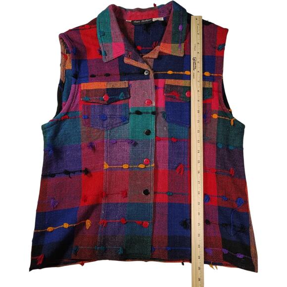 VTG Ana's Fashions Women's Colourful Embroidered Button Up Vest Size XL - Picture 6 of 7